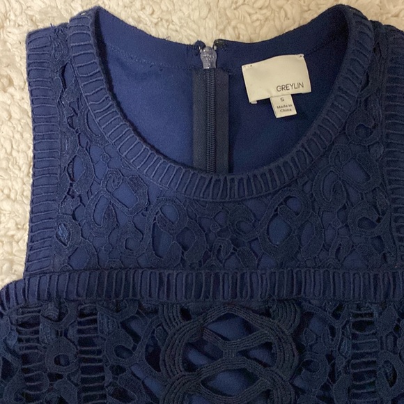 Greylin Stretch Halter Dress (navy) NWOT - Picture 2 of 5